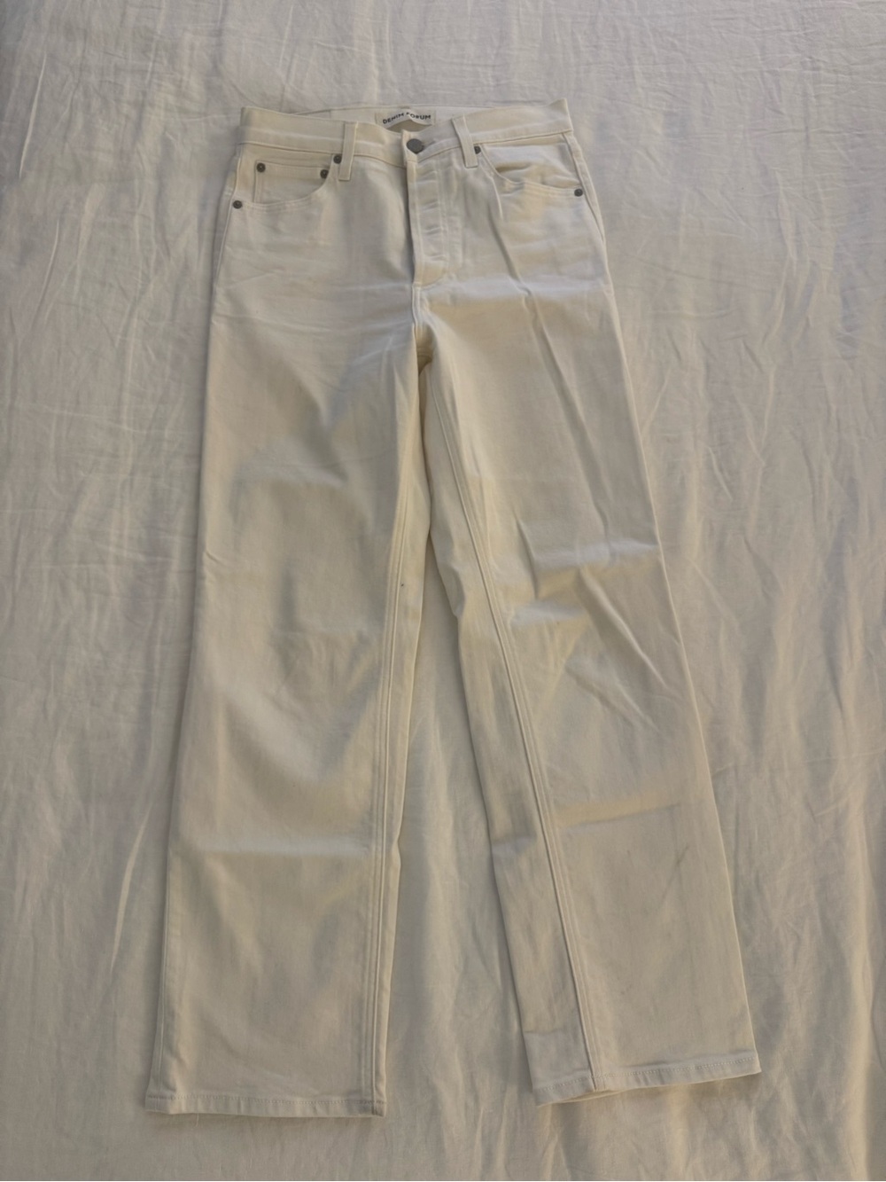 Denim Forum Cream Straight-Leg Jeans